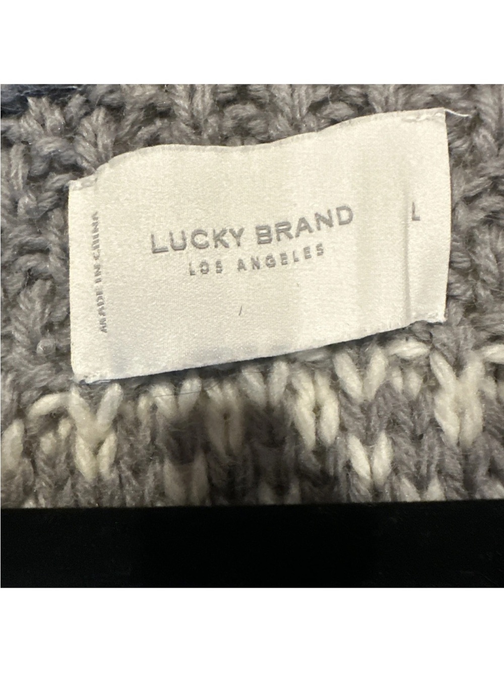 Lucky Brand LG Gray Nordic Fair Isle Wool Blend Long Open Cardigan Sweater Coat - Picture 5 of 8